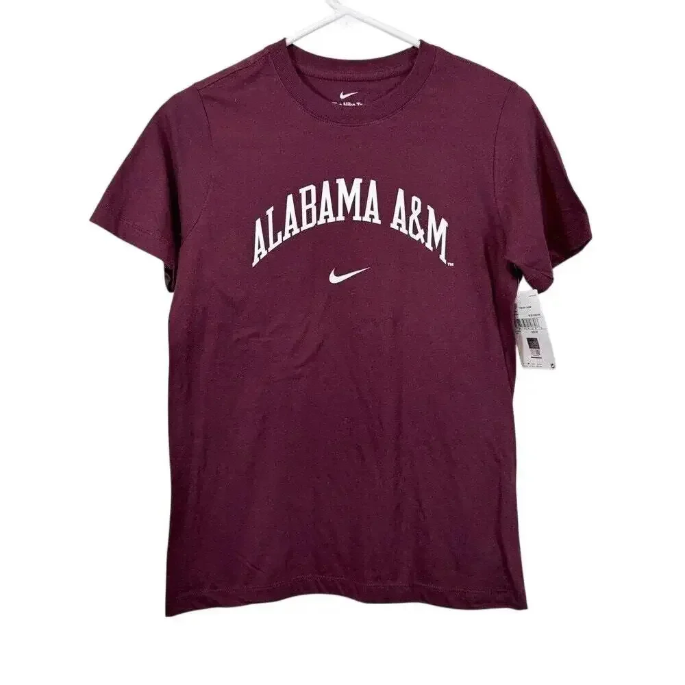 Nike Boys L Maroon Alabama A&M Short Sleeve T-Shirt Youth Game Day Tee